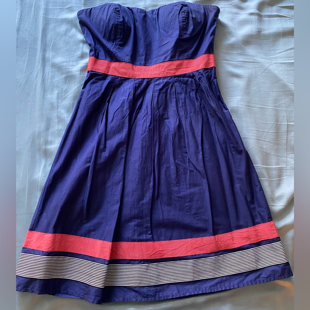 Blue strapless summer dress